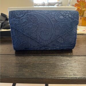 Elegant Blue Lace Clutch